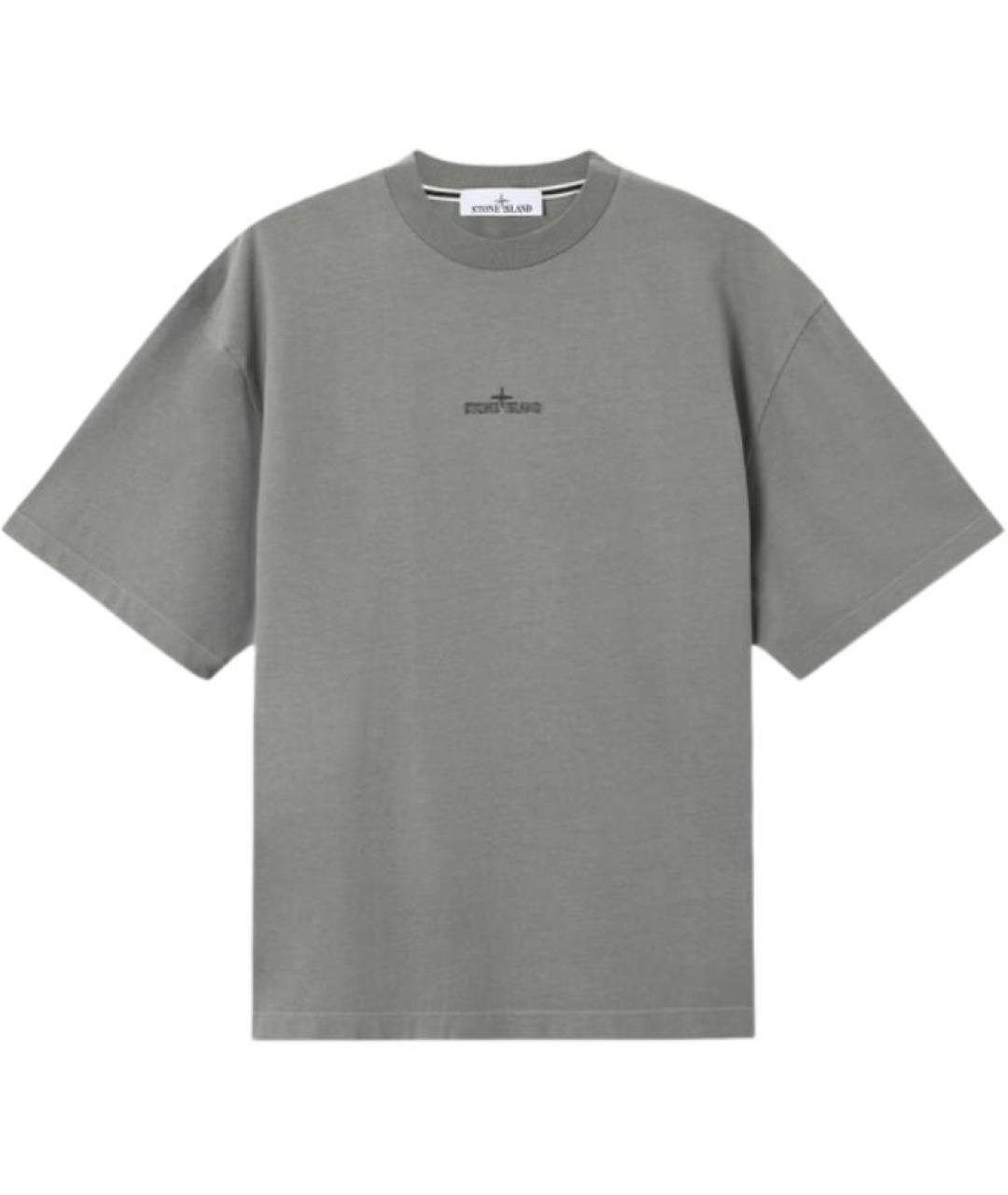 STONE ISLAND Серая хлопковая футболка, фото 1