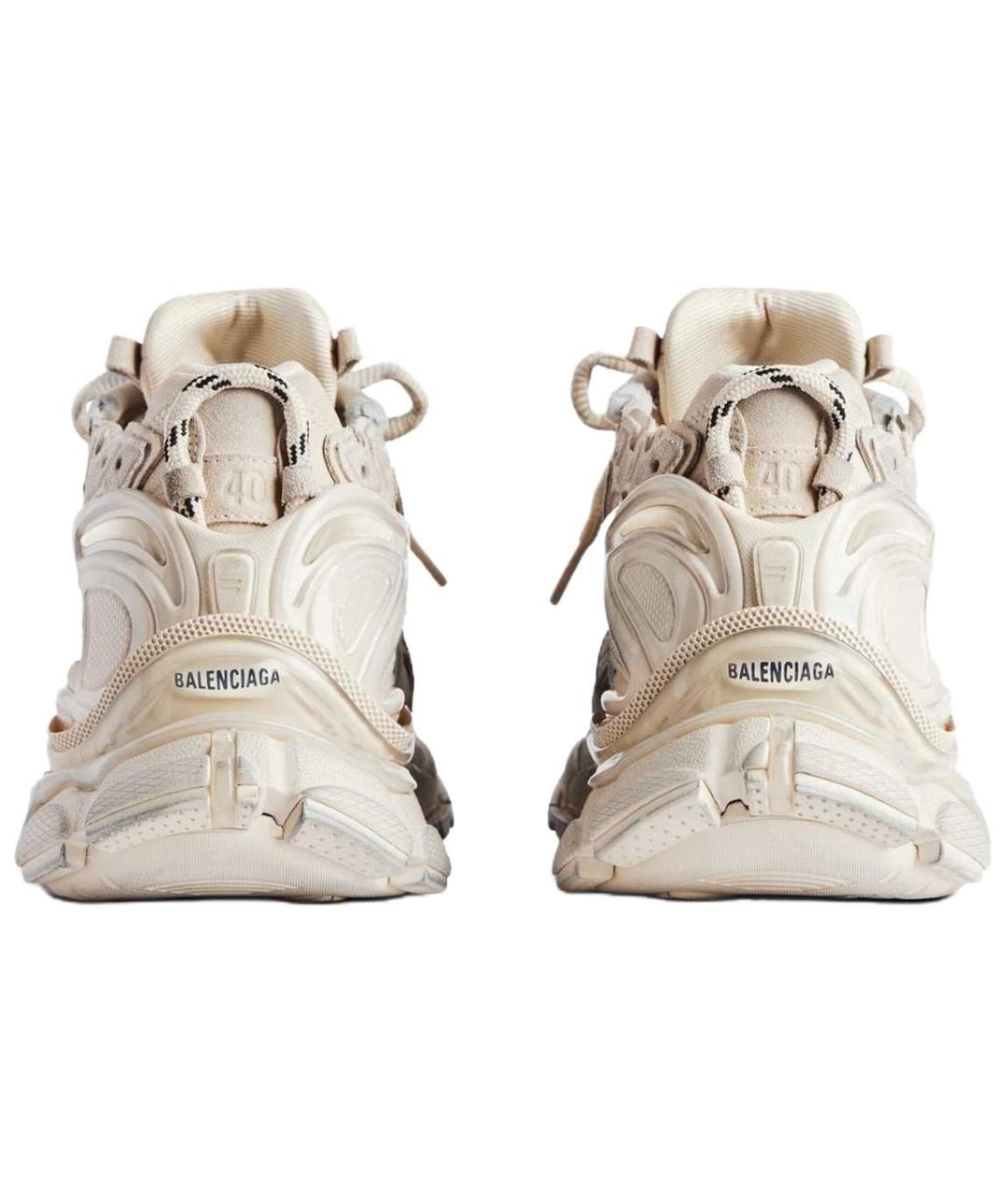 BALENCIAGA Бежевые кожаные кроссовки, фото 4