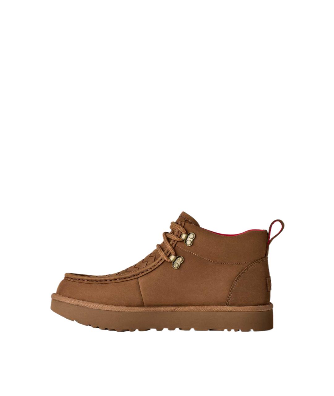 UGG AUSTRALIA Коричневые кожаные низкие ботинки, фото 2