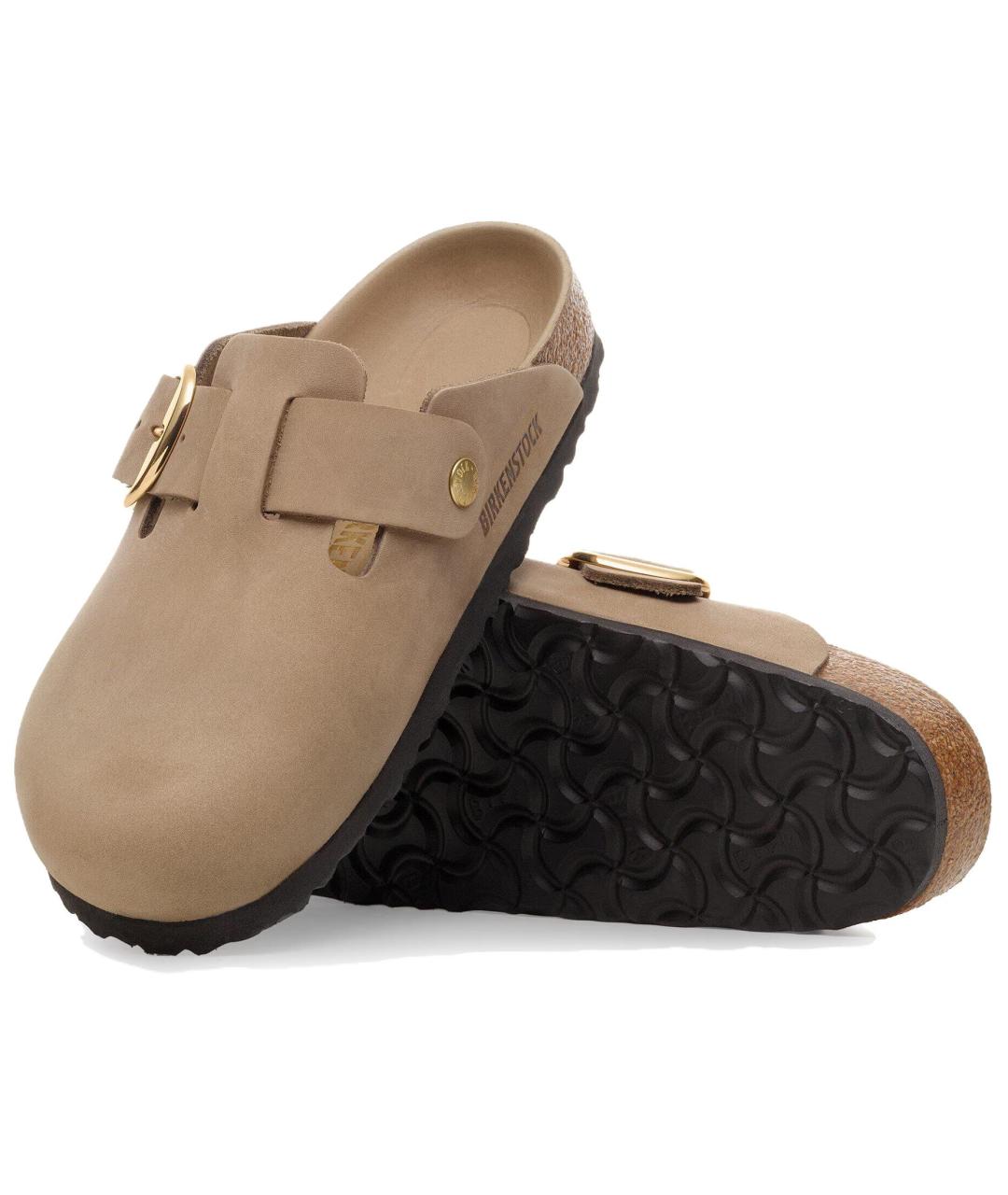 BIRKENSTOCK Бежевые кожаные мюли, фото 5