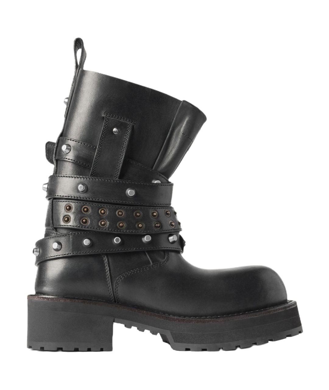 BALENCIAGA Черные кожаные ботинки, фото 1