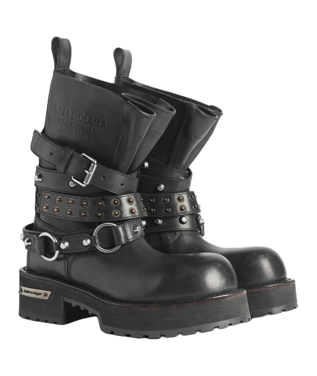 BALENCIAGA Черные кожаные ботинки, фото 3
