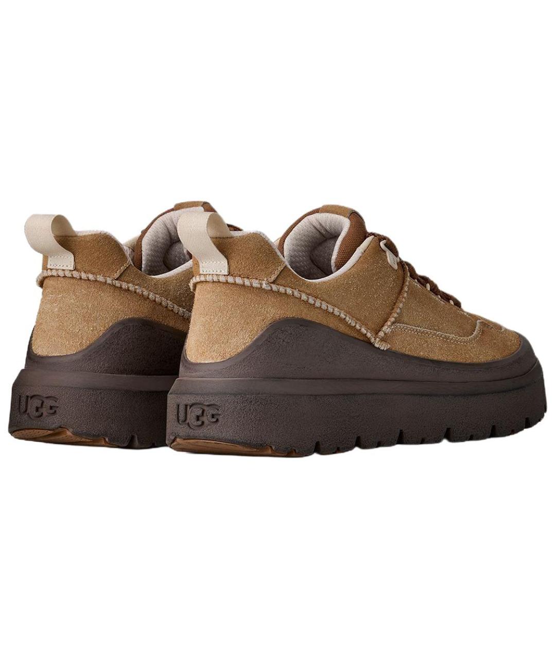 UGG AUSTRALIA Коричневые кожаные низкие кроссовки / кеды, фото 4