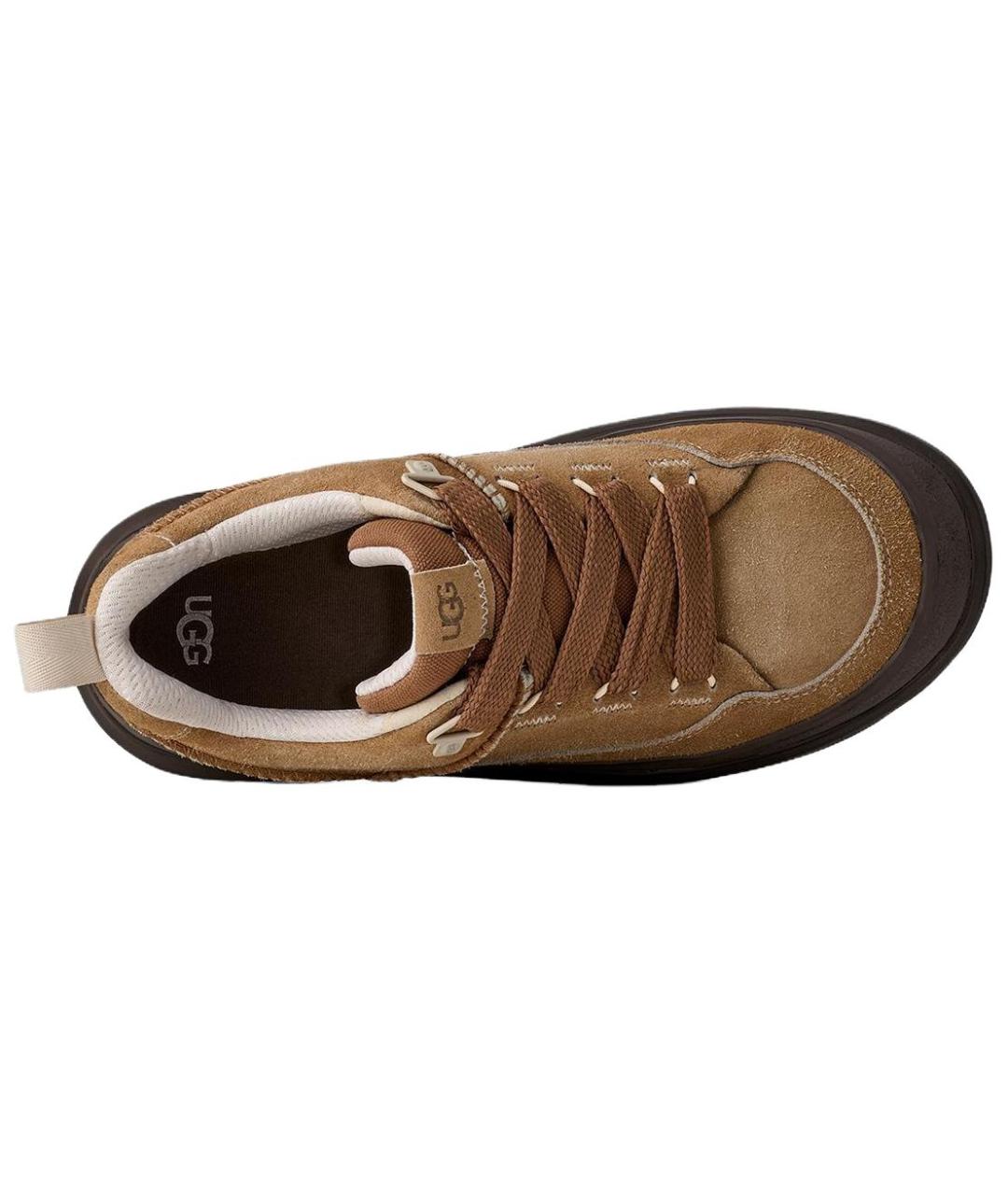 UGG AUSTRALIA Коричневые кожаные низкие кроссовки / кеды, фото 5