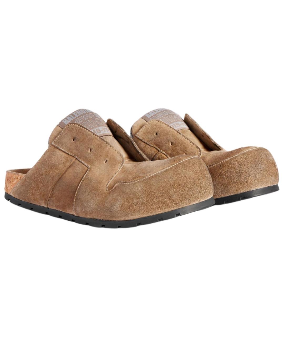 BALENCIAGA Бежевые замшевые слипоны, фото 3