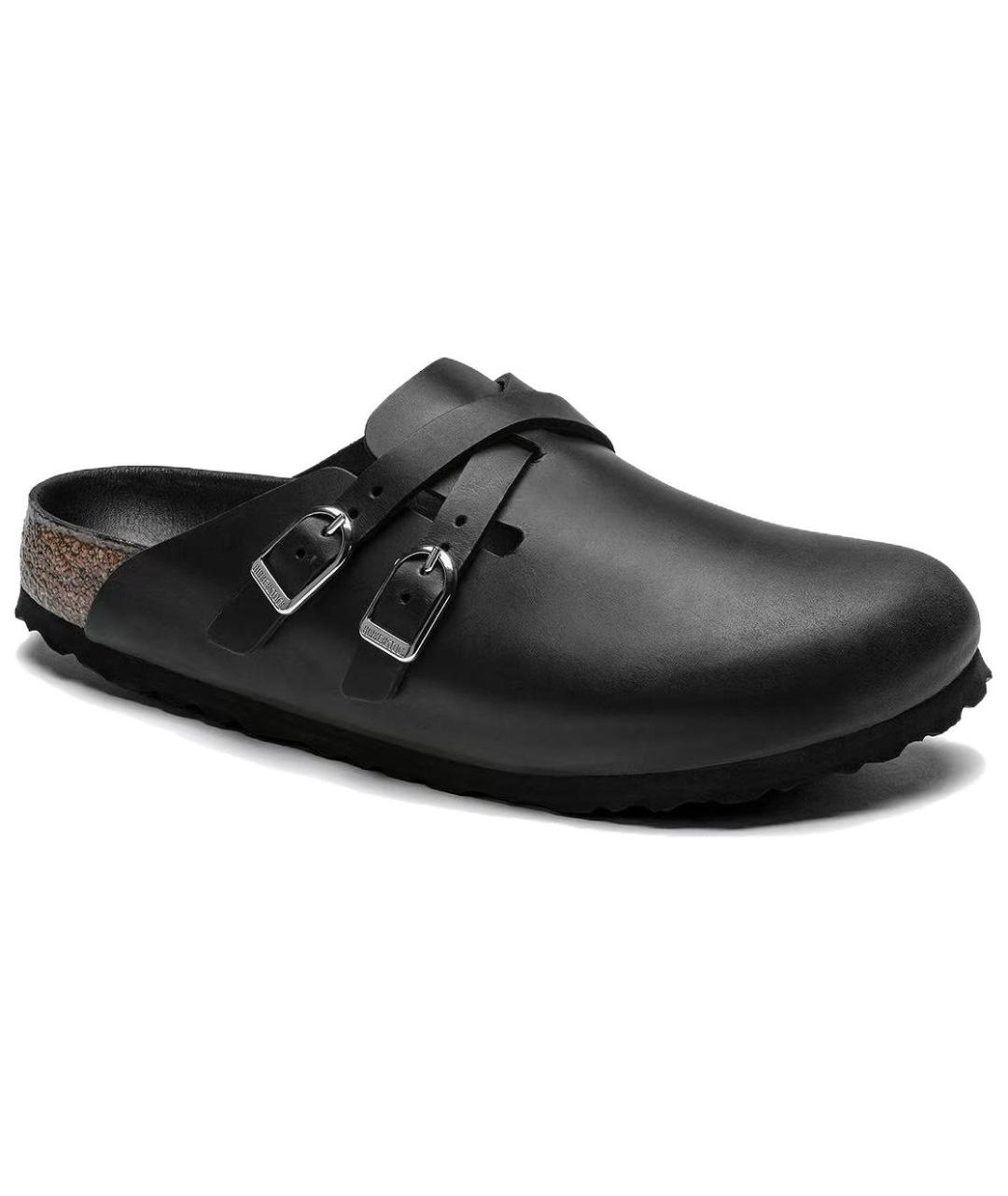 BIRKENSTOCK Черные кожаные мюли, фото 2