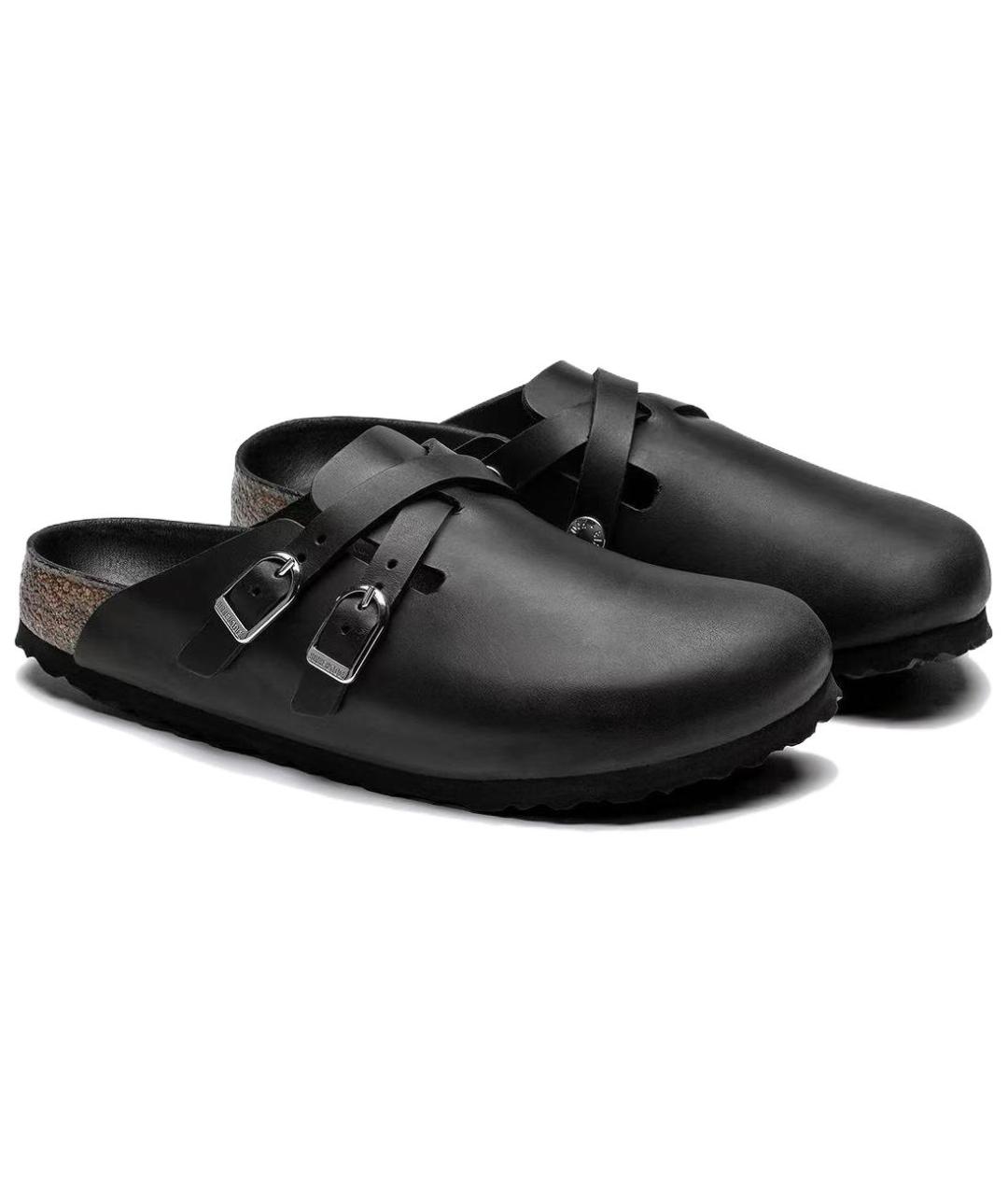 BIRKENSTOCK Черные кожаные мюли, фото 3