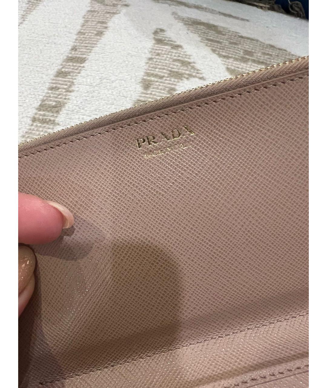 PRADA Бежевый кожаный кошелек, фото 7