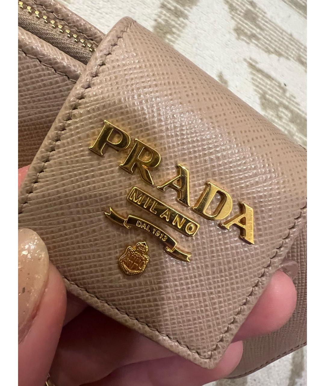 PRADA Бежевый кожаный кошелек, фото 5