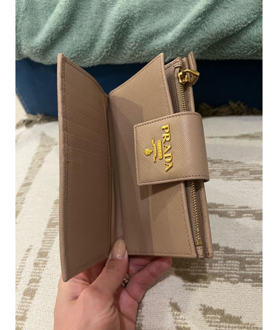 PRADA Бежевый кожаный кошелек, фото 8