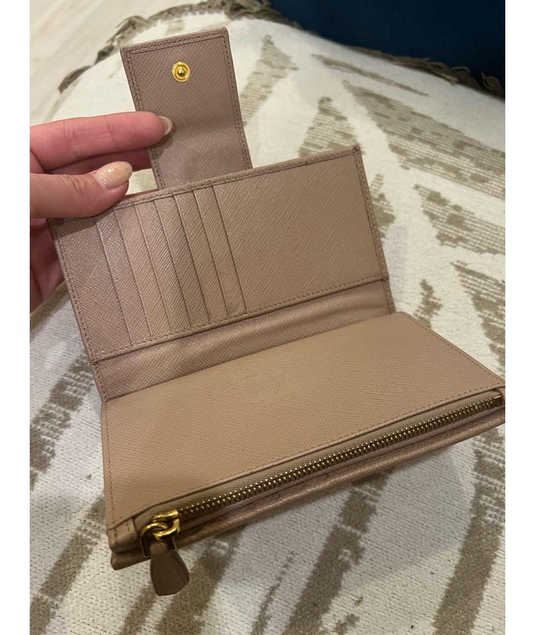 PRADA Бежевый кожаный кошелек, фото 4