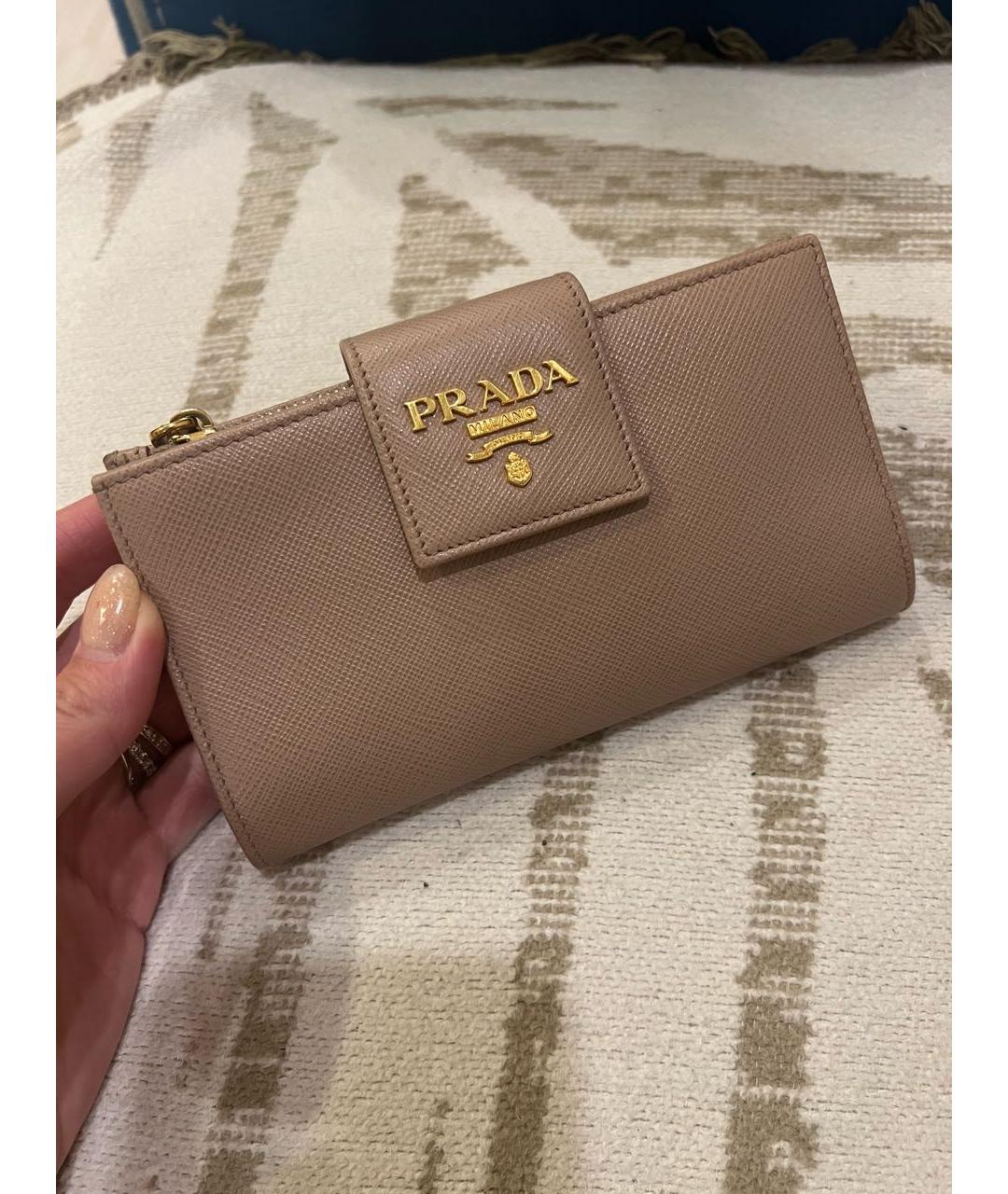 PRADA Бежевый кожаный кошелек, фото 9