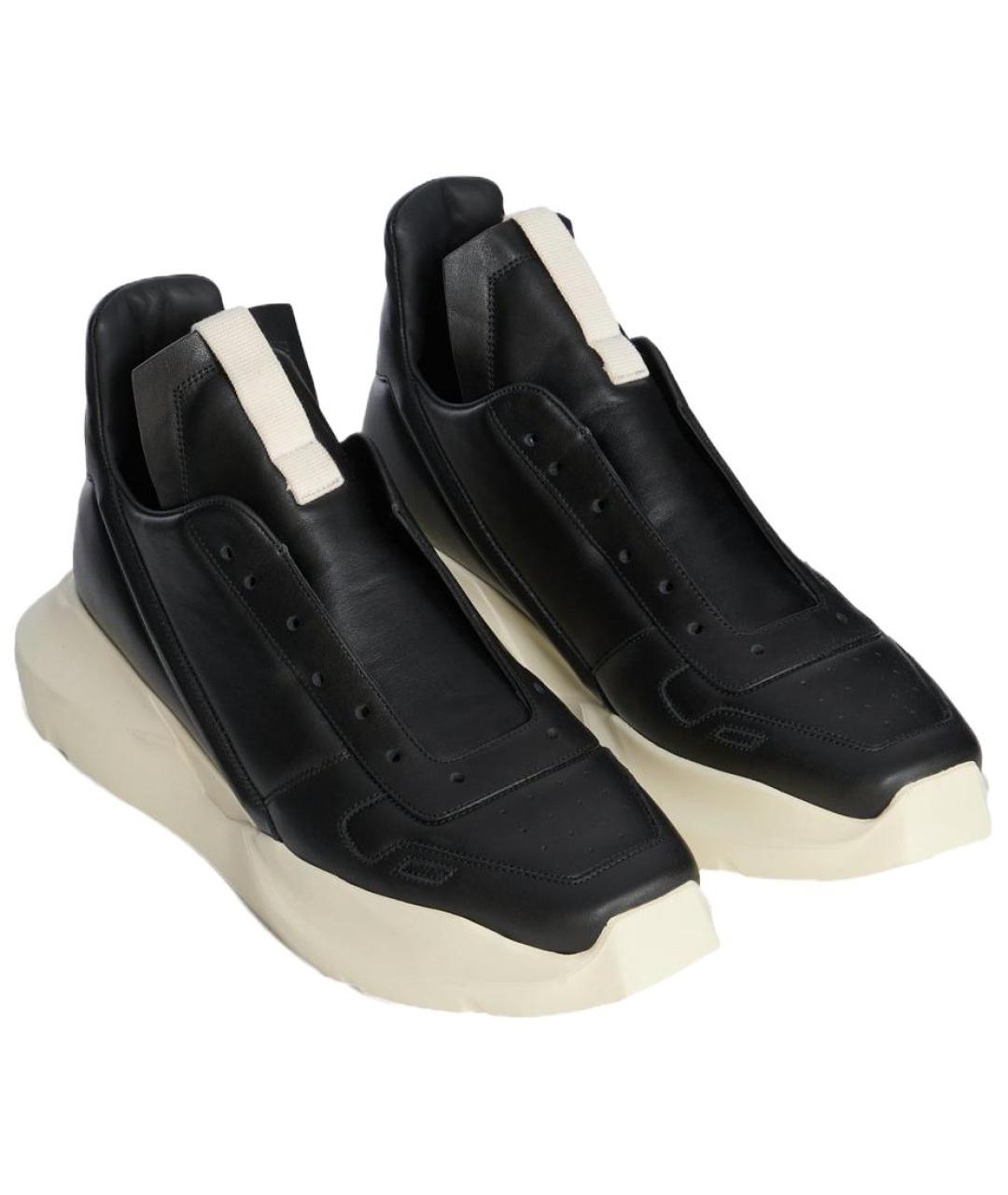 RICK OWENS Черные кожаные низкие кроссовки / кеды, фото 3