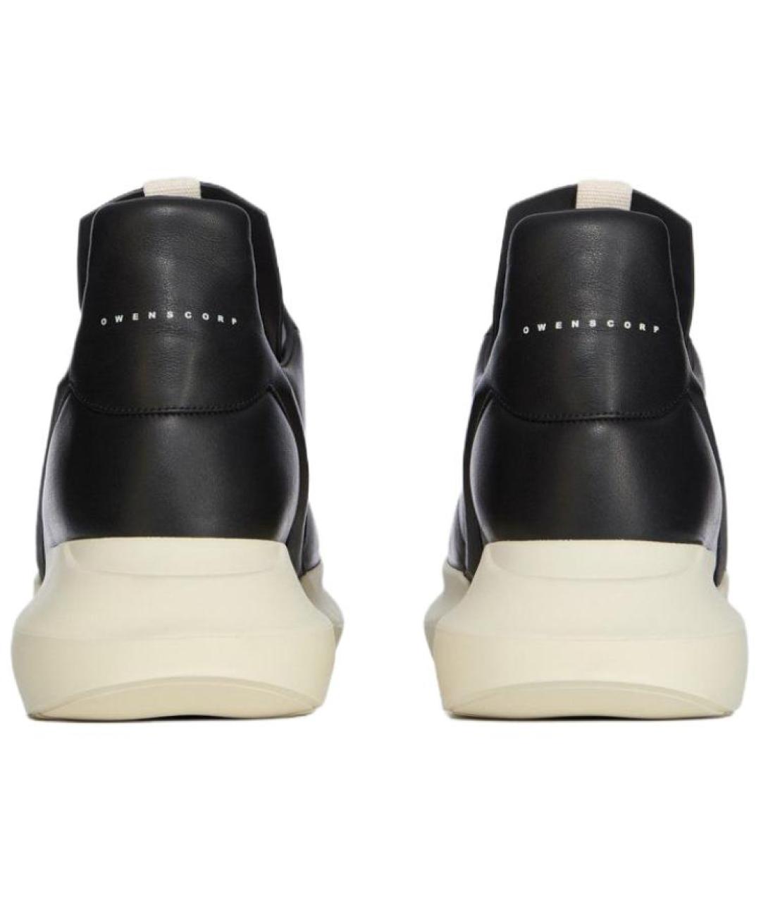 RICK OWENS Черные кожаные низкие кроссовки / кеды, фото 5