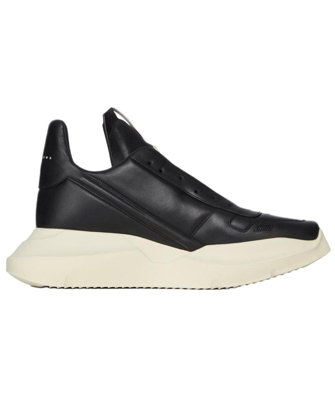 RICK OWENS Черные кожаные низкие кроссовки / кеды, фото 1