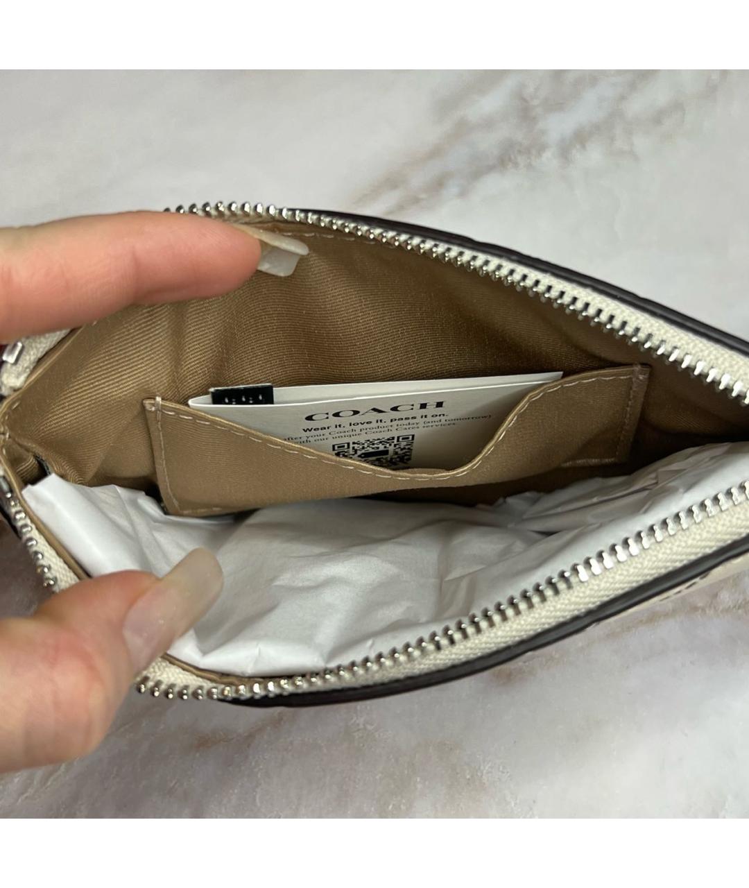 COACH Белый кожаный кошелек, фото 5