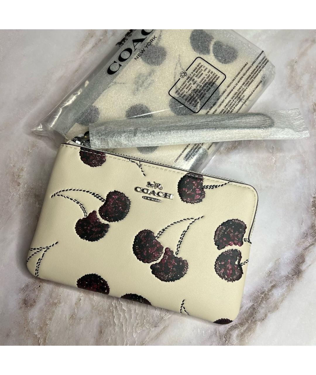 COACH Белый кожаный кошелек, фото 10