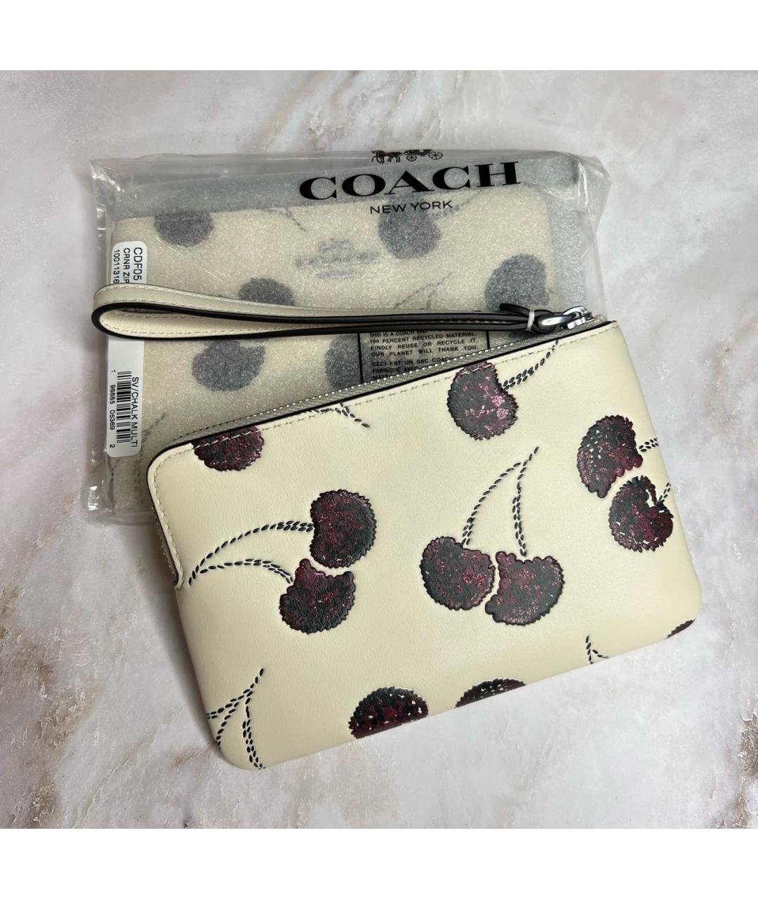 COACH Белый кожаный кошелек, фото 4