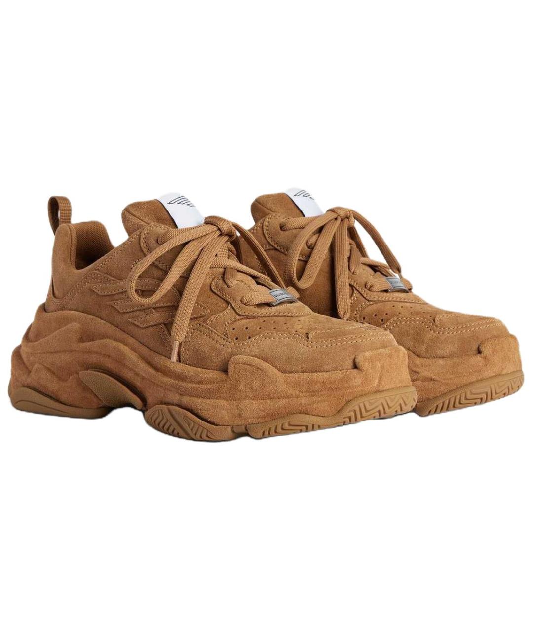 BALENCIAGA Коричневые замшевые высокие кроссовки / кеды, фото 3