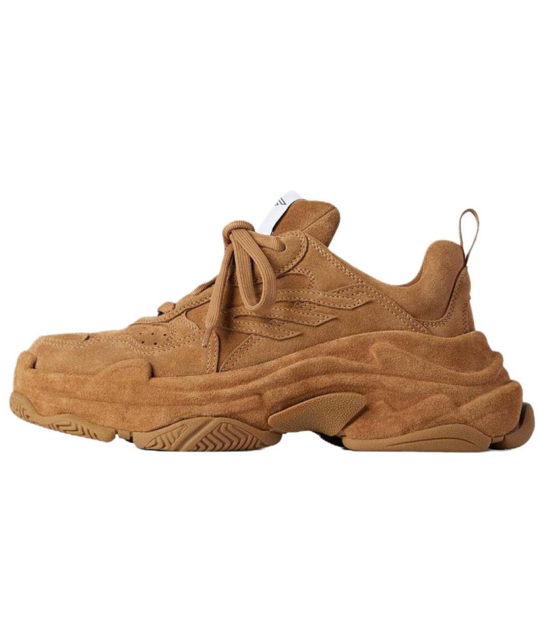 BALENCIAGA Коричневые замшевые высокие кроссовки / кеды, фото 2