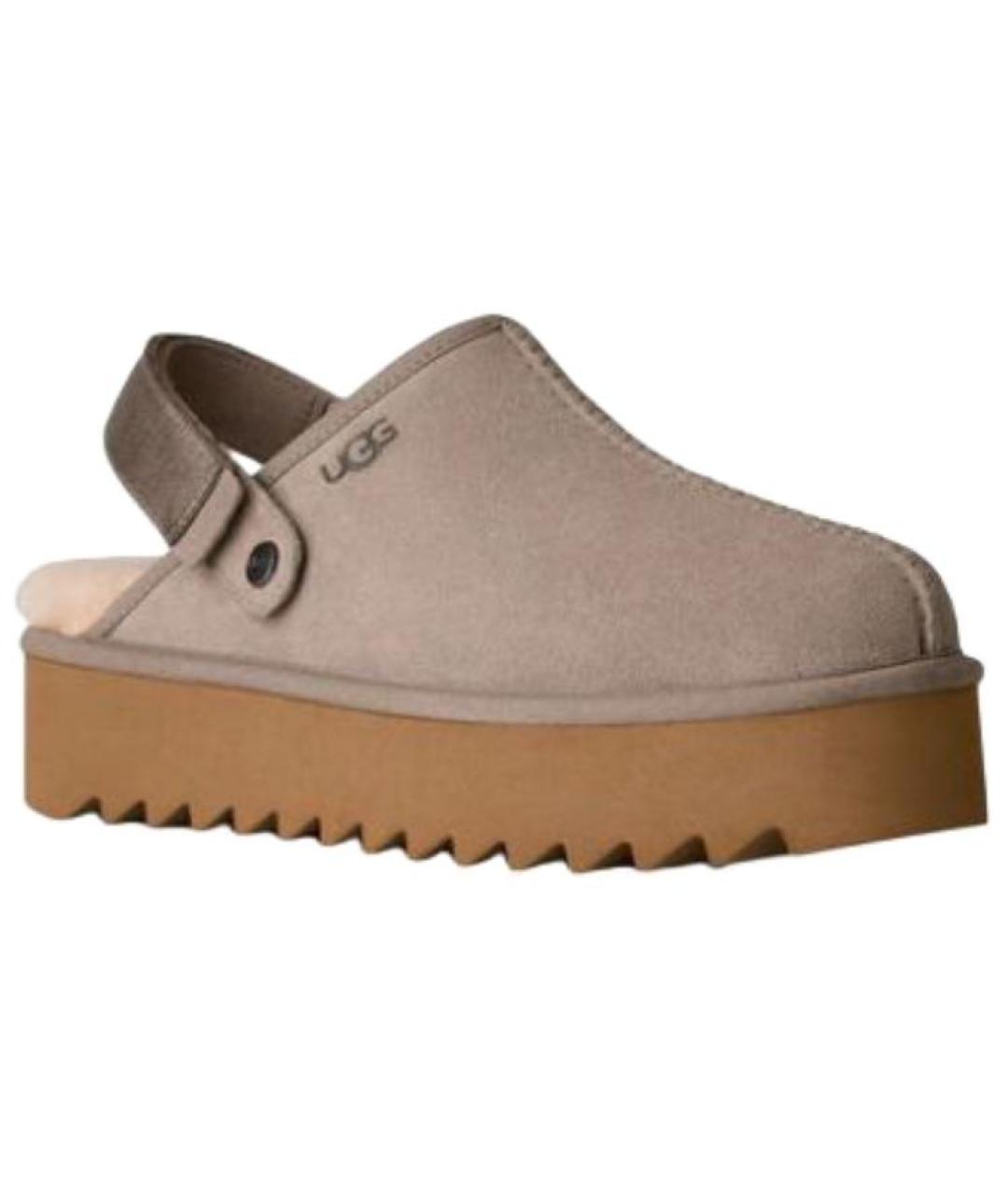 UGG Бежевые нубуковые мюли, фото 3