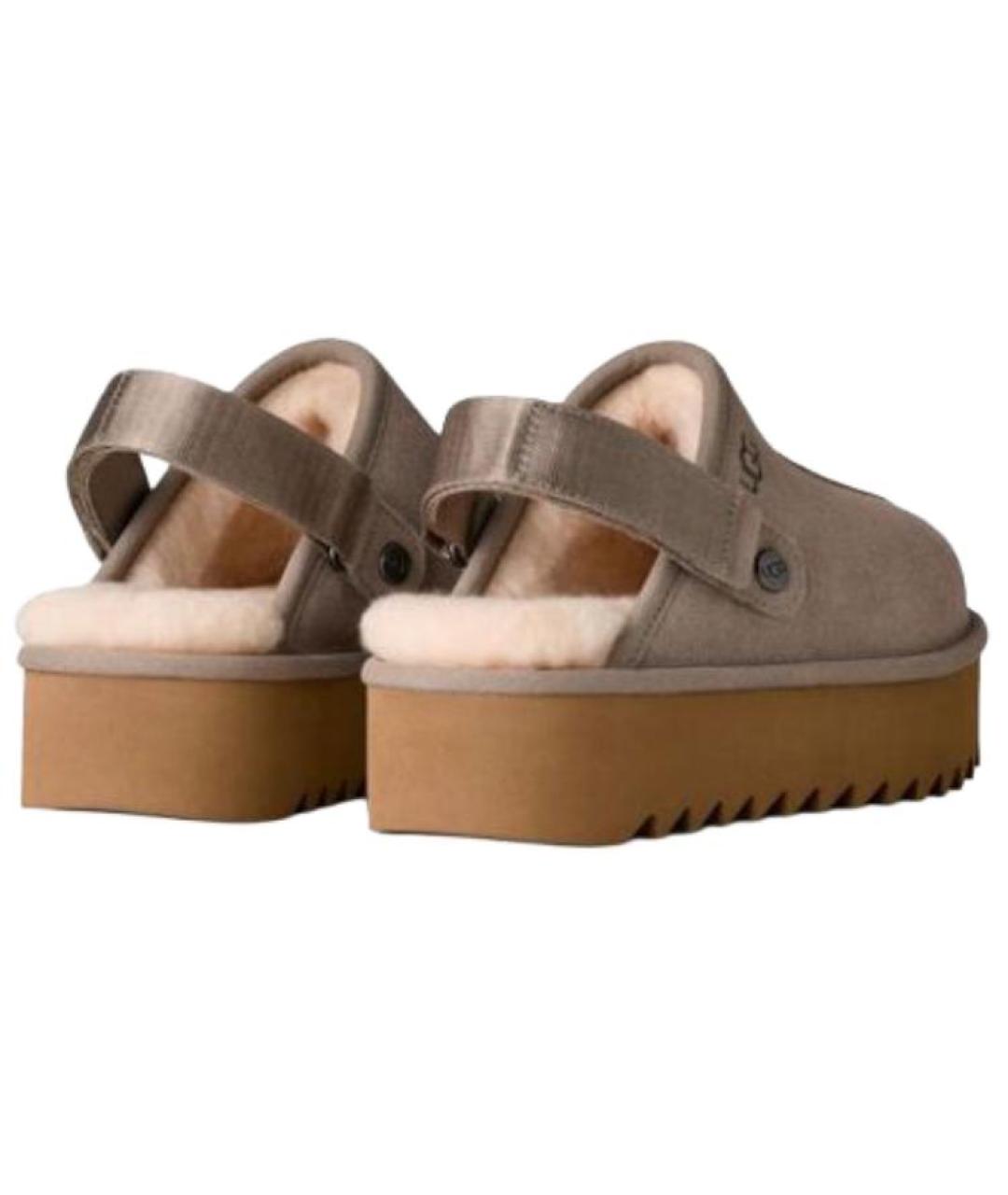 UGG Бежевые нубуковые мюли, фото 4