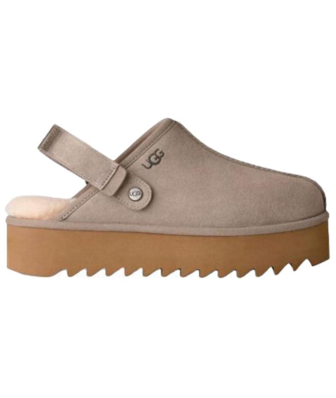 UGG Бежевые нубуковые мюли, фото 6