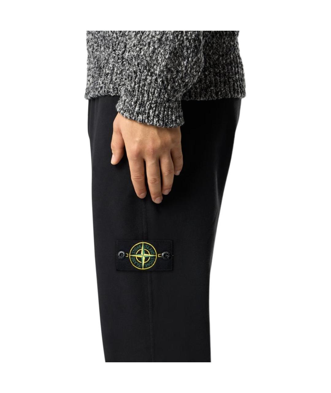 STONE ISLAND Черные прямые брюки, фото 5