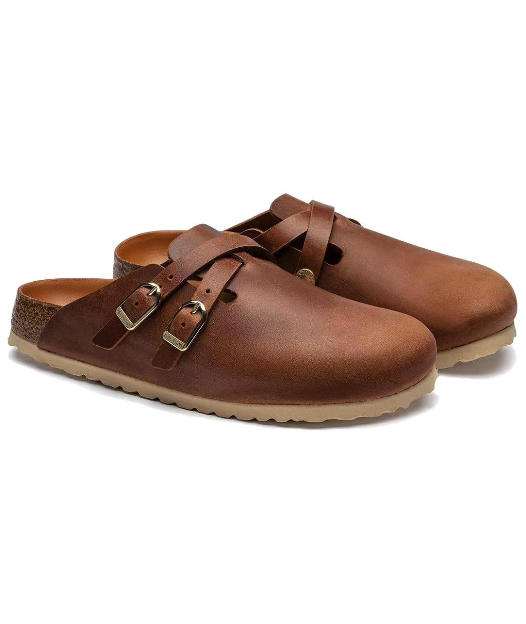 BIRKENSTOCK Коричневые кожаные мюли, фото 3