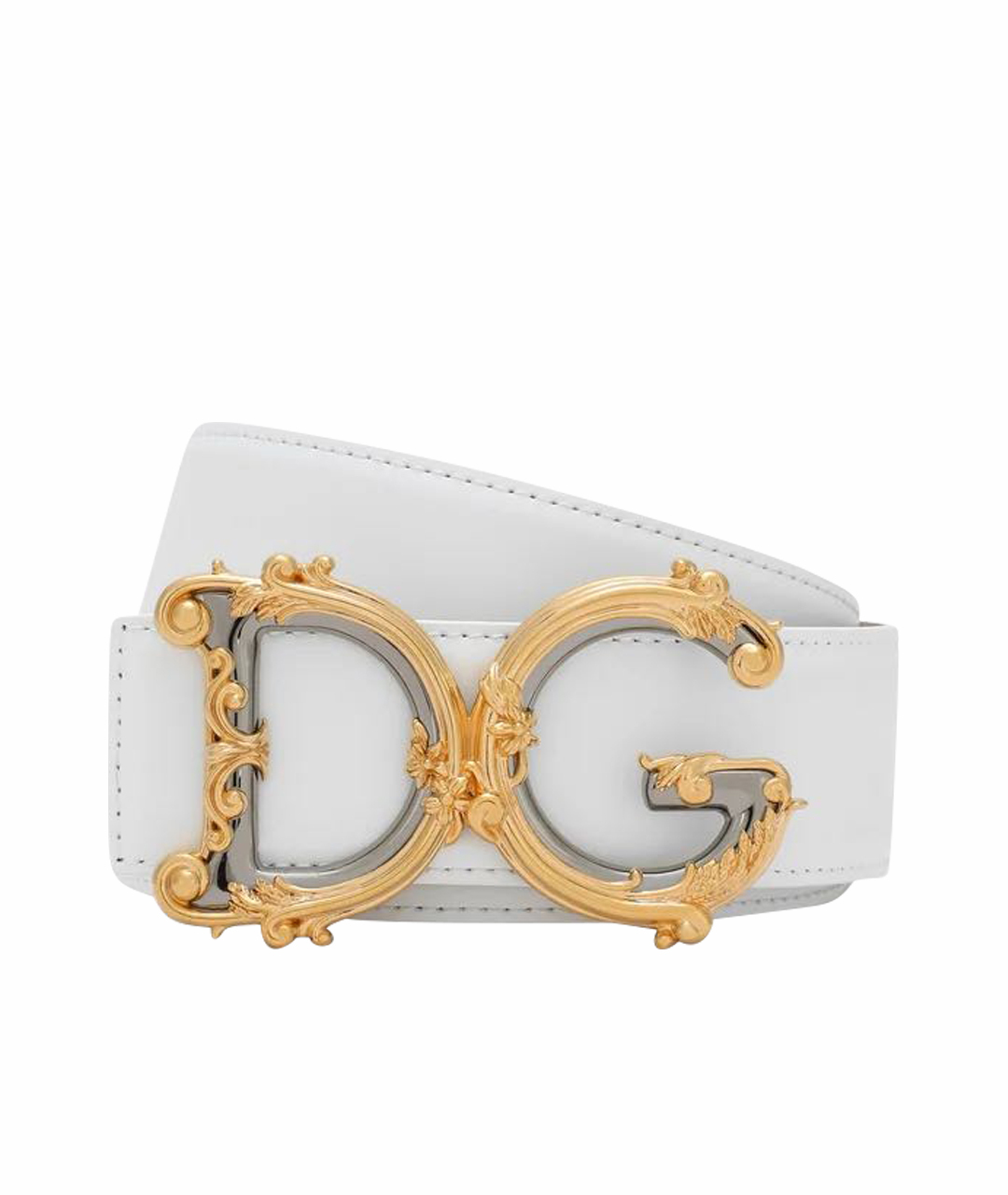DOLCE&GABBANA Белый кожаный ремень, фото 1