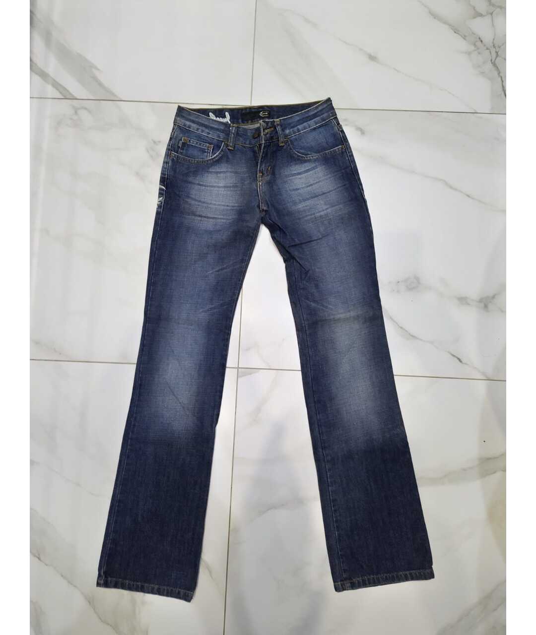 JUST CAVALLI Темно-синие хлопковые прямые джинсы, фото 6