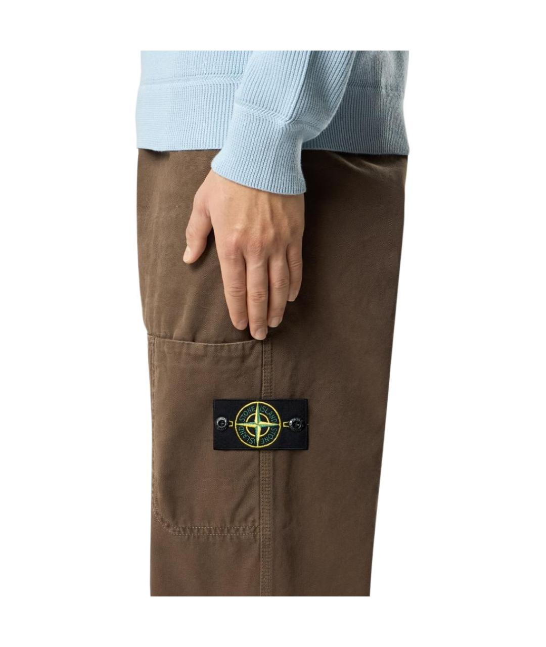 STONE ISLAND Коричневые прямые брюки, фото 5