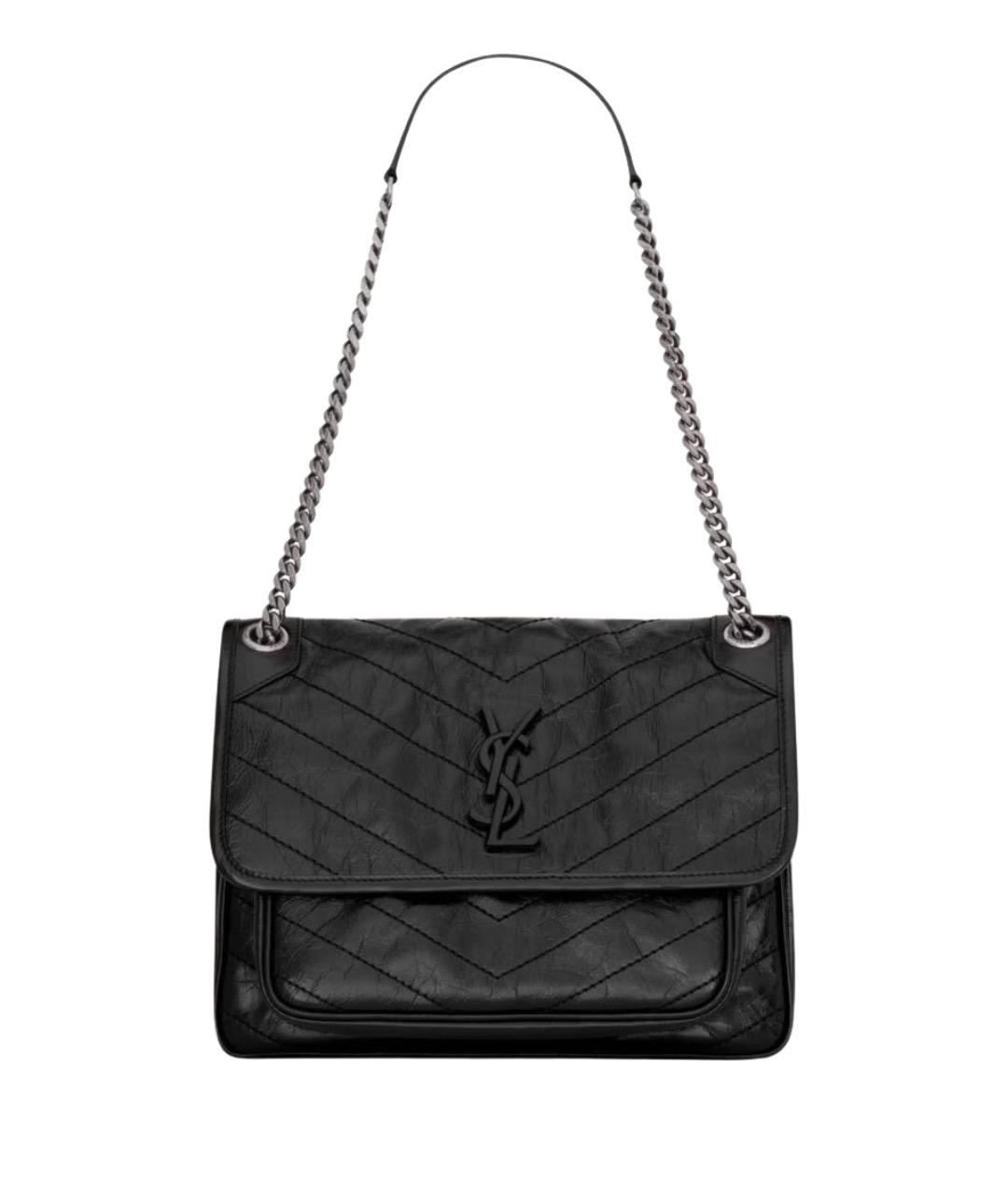 SAINT LAURENT Черная кожаная сумка через плечо, фото 1