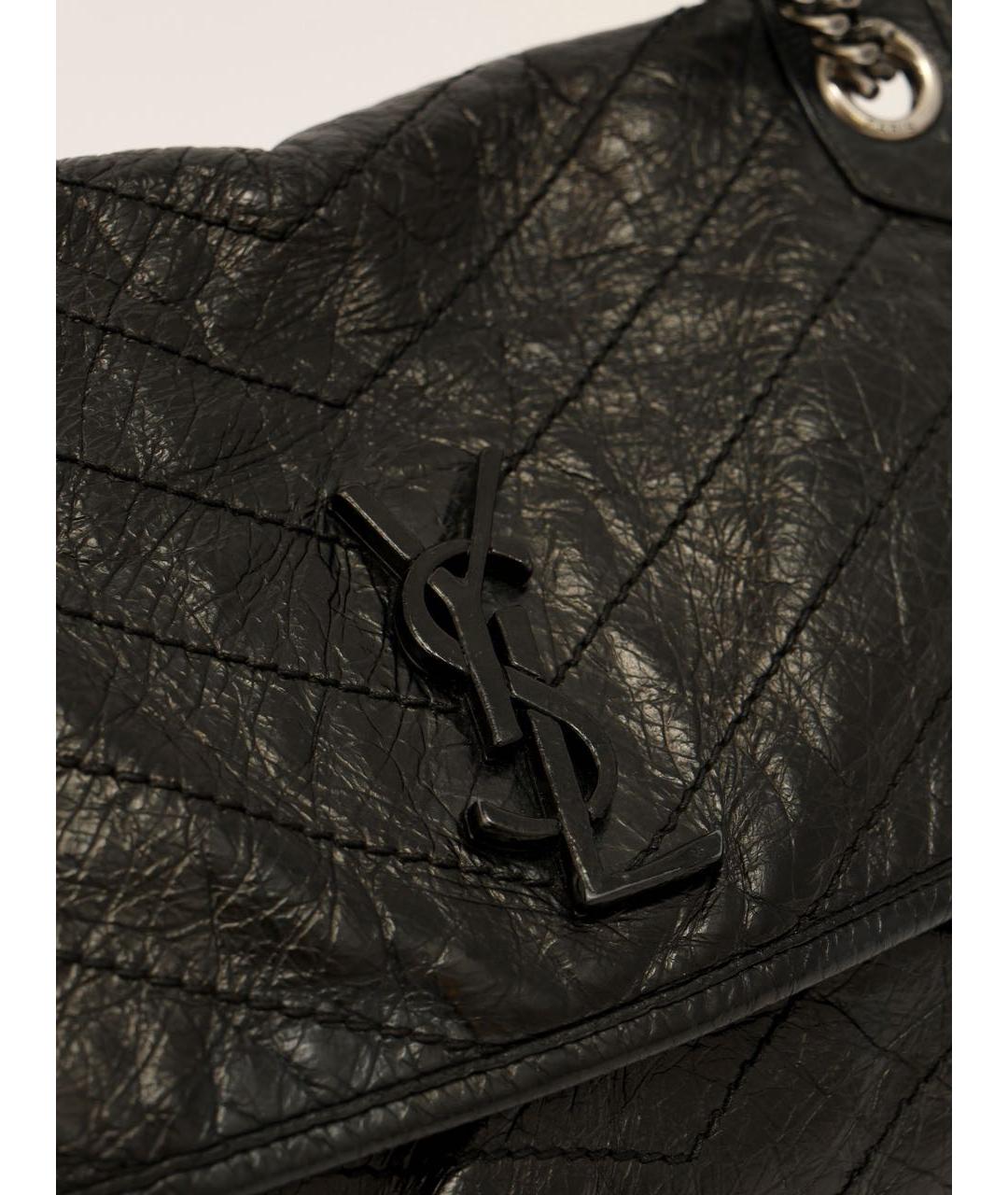 SAINT LAURENT Черная кожаная сумка через плечо, фото 3