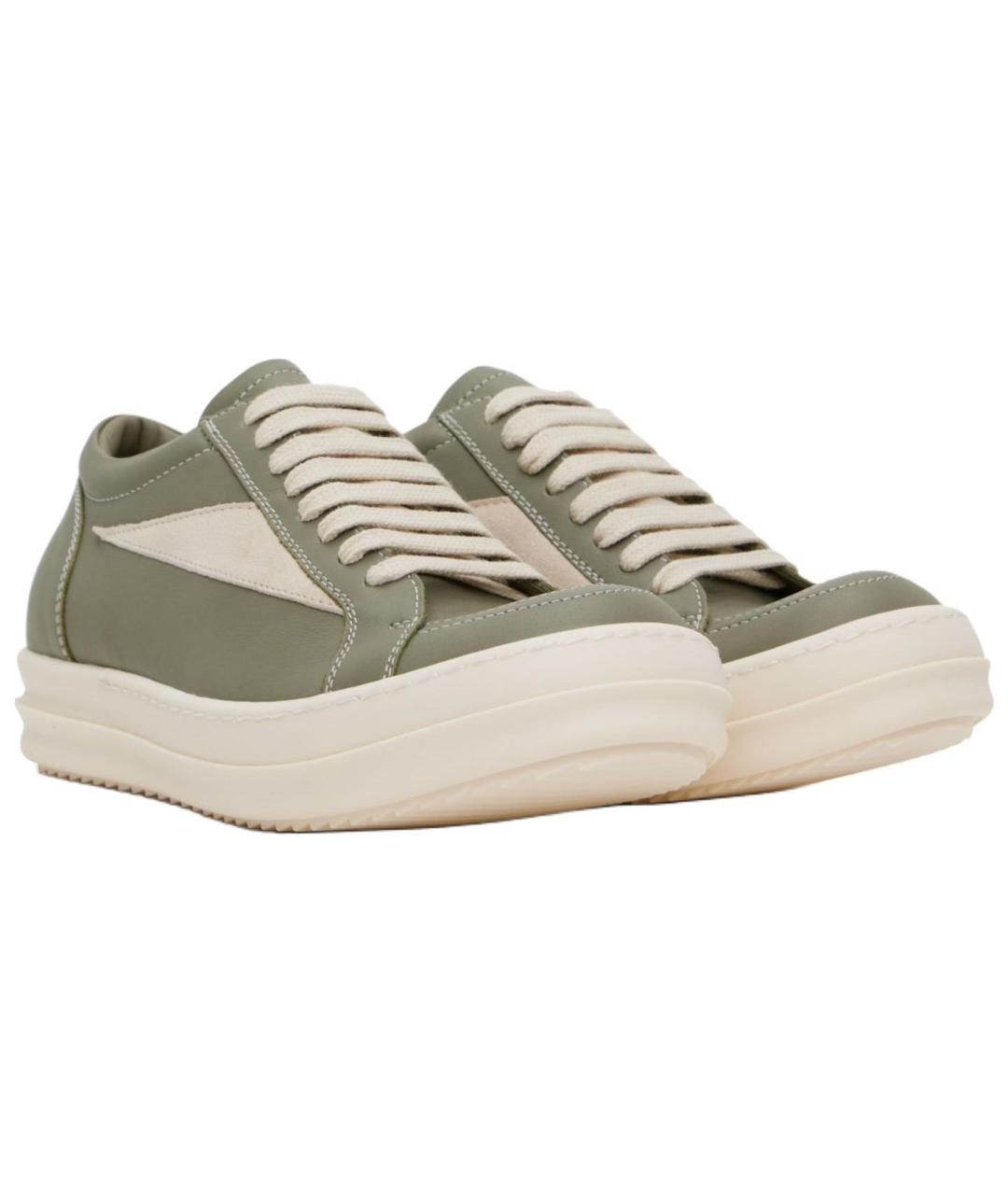 RICK OWENS Зеленые кожаные кроссовки, фото 4