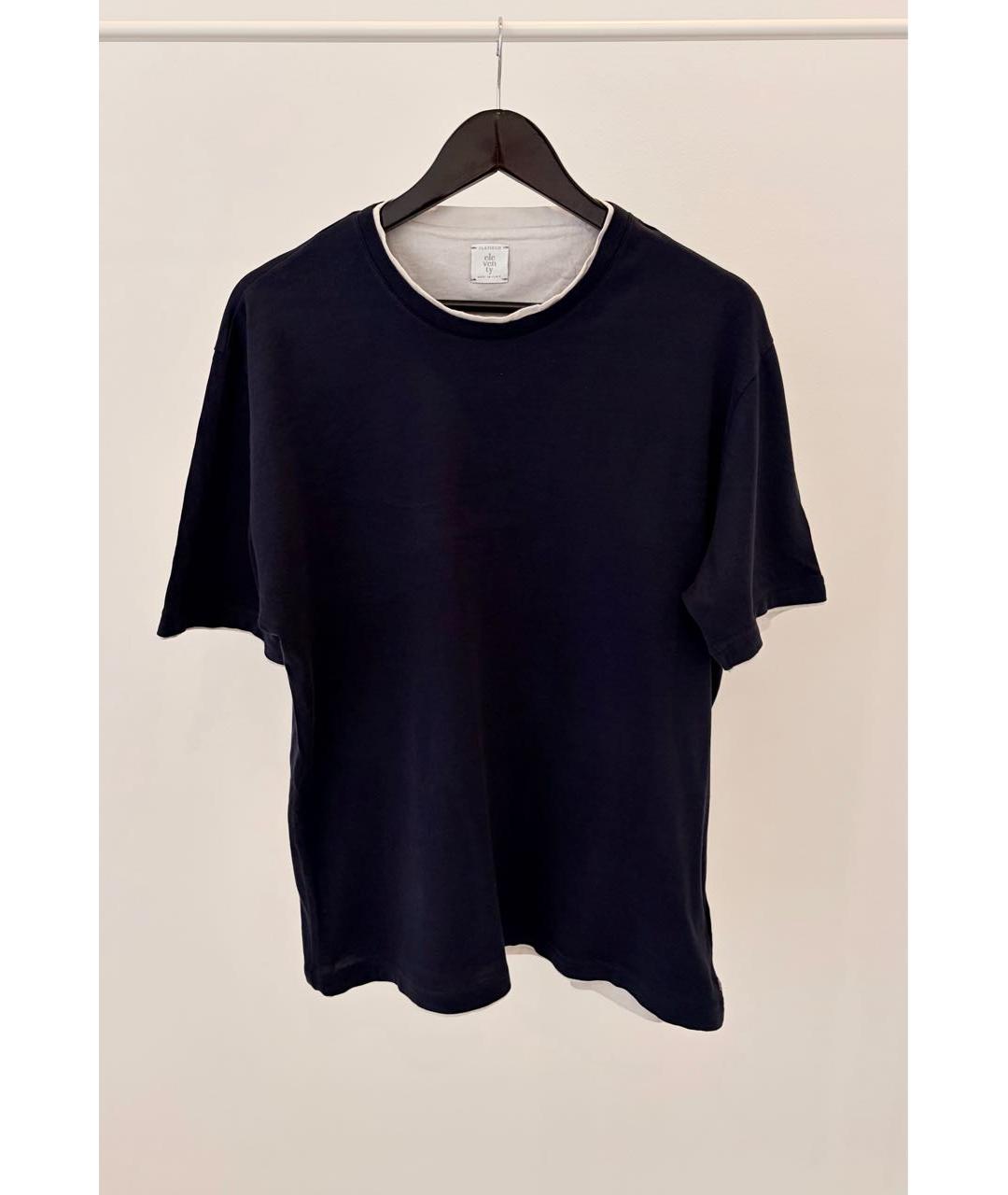 ELEVENTY Темно-синяя хлопковая футболка, фото 5