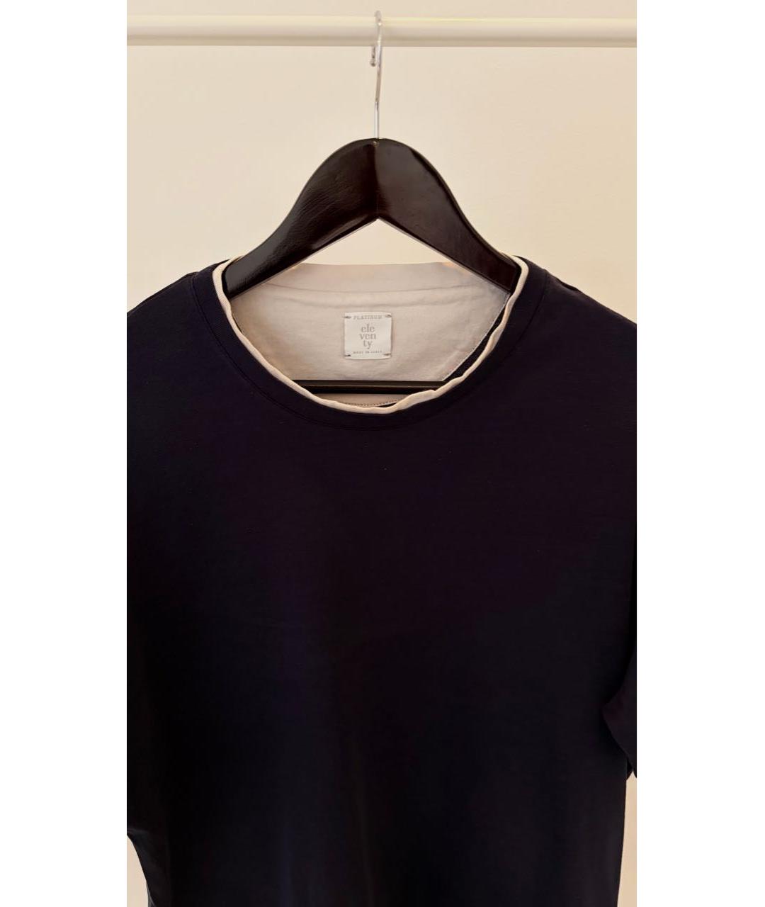 ELEVENTY Темно-синяя хлопковая футболка, фото 2