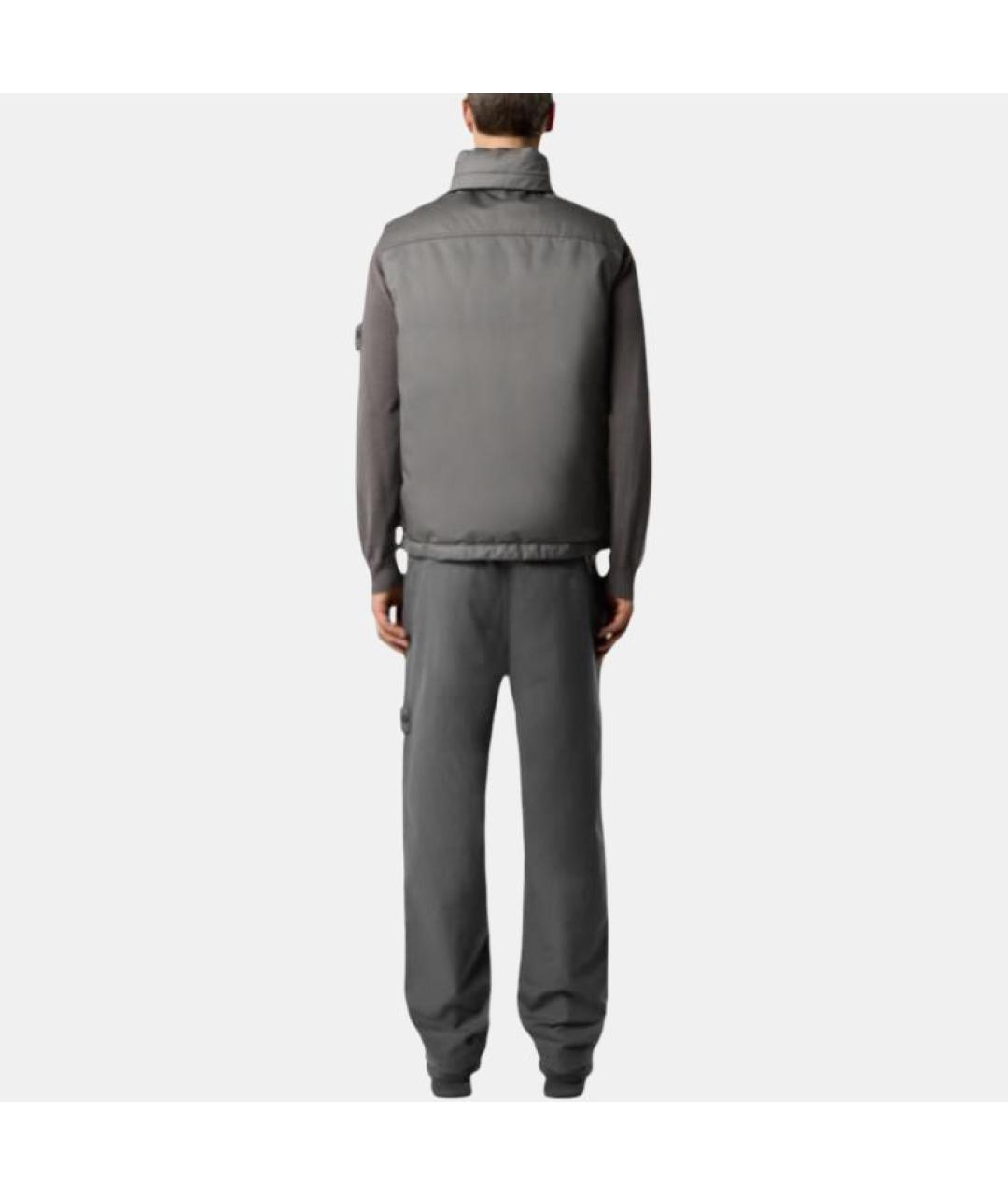 STONE ISLAND Серые хлопковые классические брюки, фото 3