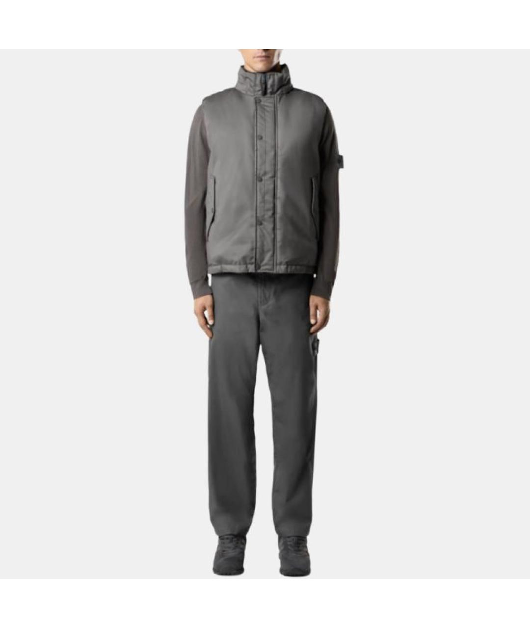 STONE ISLAND Серые хлопковые классические брюки, фото 4