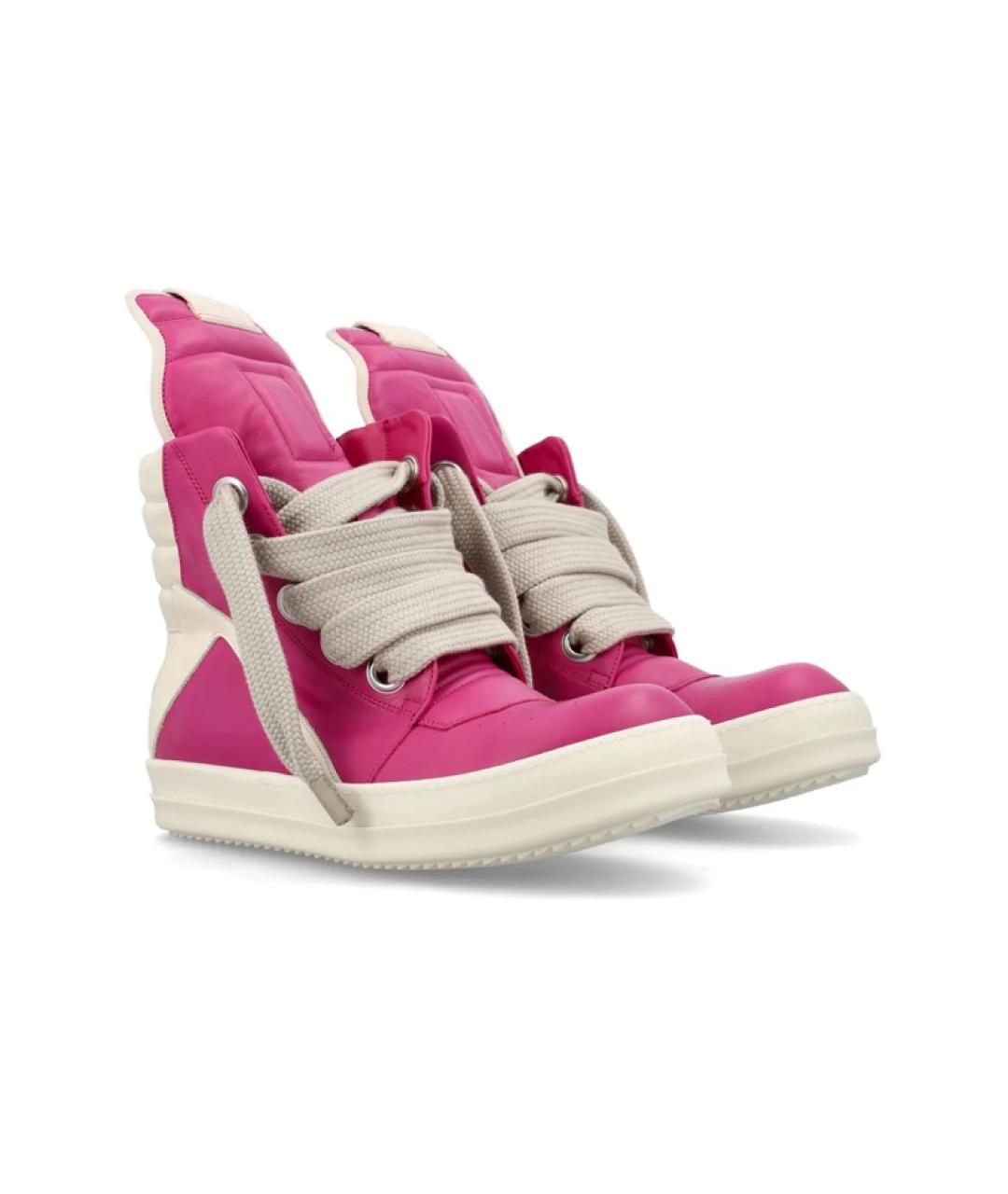 RICK OWENS Розовые кожаные низкие кроссовки / кеды, фото 3