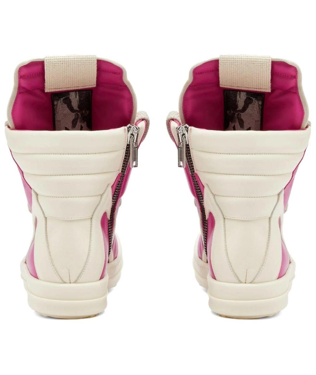 RICK OWENS Розовые кожаные низкие кроссовки / кеды, фото 5