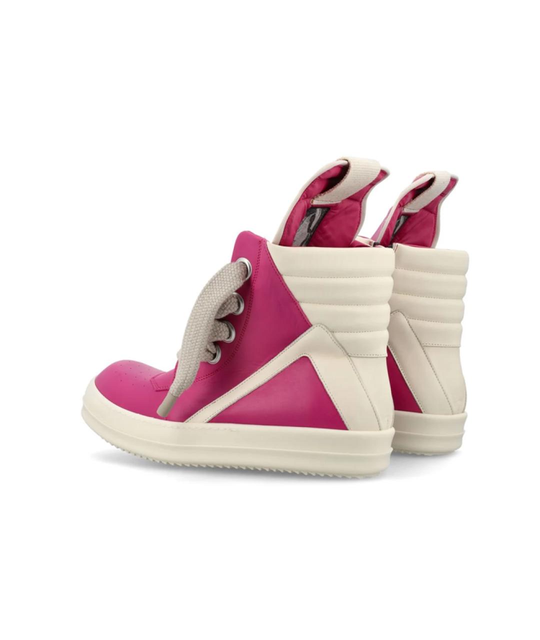 RICK OWENS Розовые кожаные низкие кроссовки / кеды, фото 4