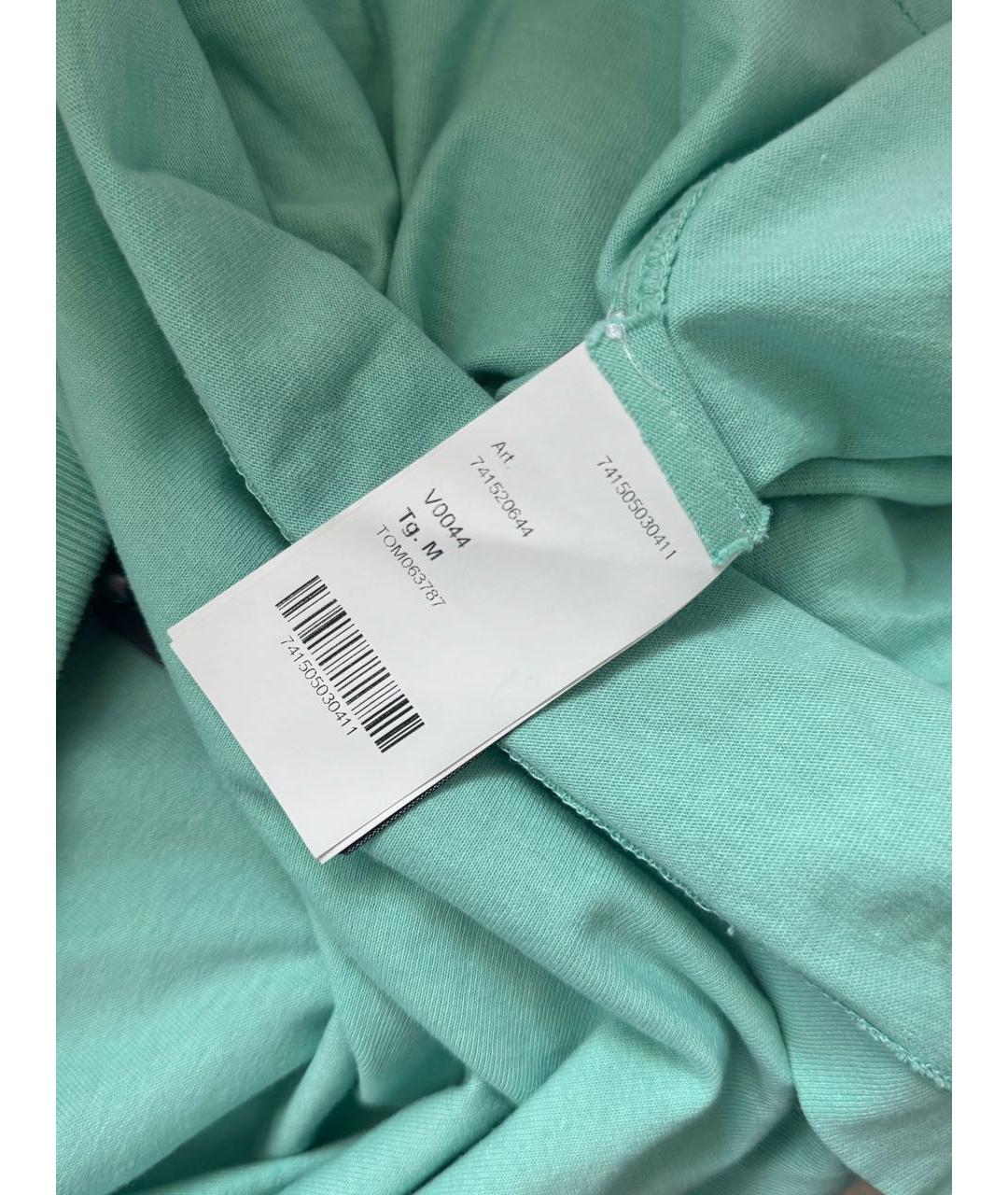 STONE ISLAND Бирюзовая хлопковая футболка, фото 7