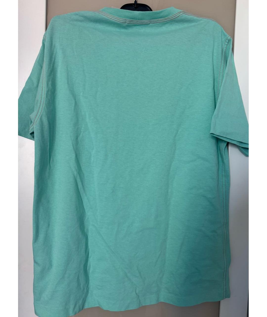 STONE ISLAND Бирюзовая хлопковая футболка, фото 3