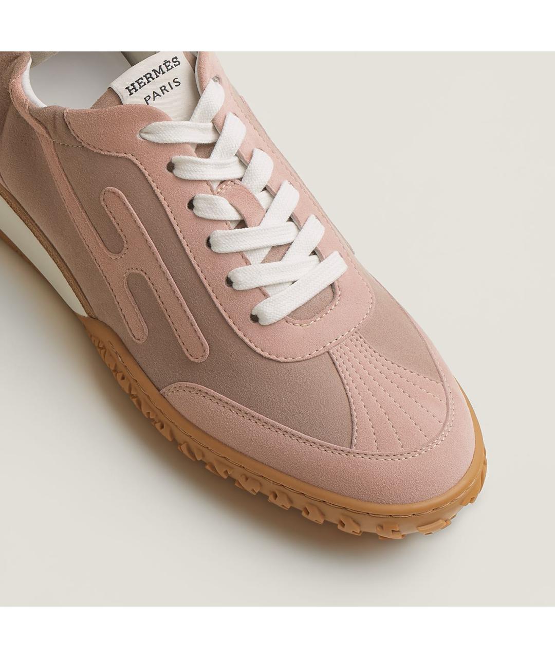 HERMES Розовые замшевые кроссовки, фото 4