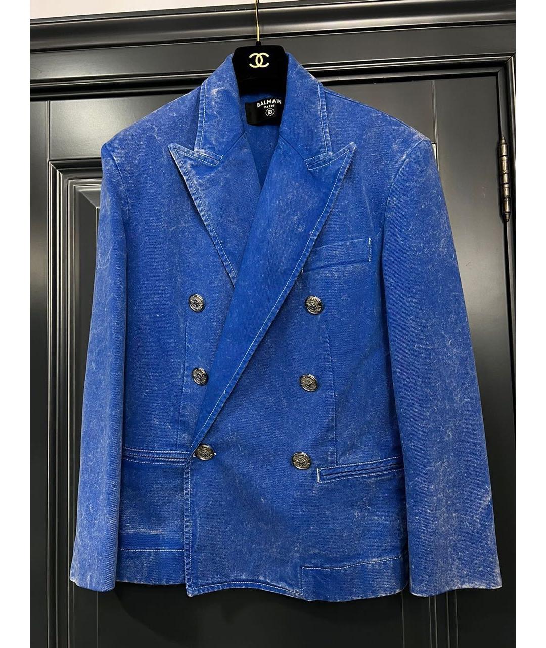 BALMAIN Синий хлопковый жакет/пиджак, фото 4