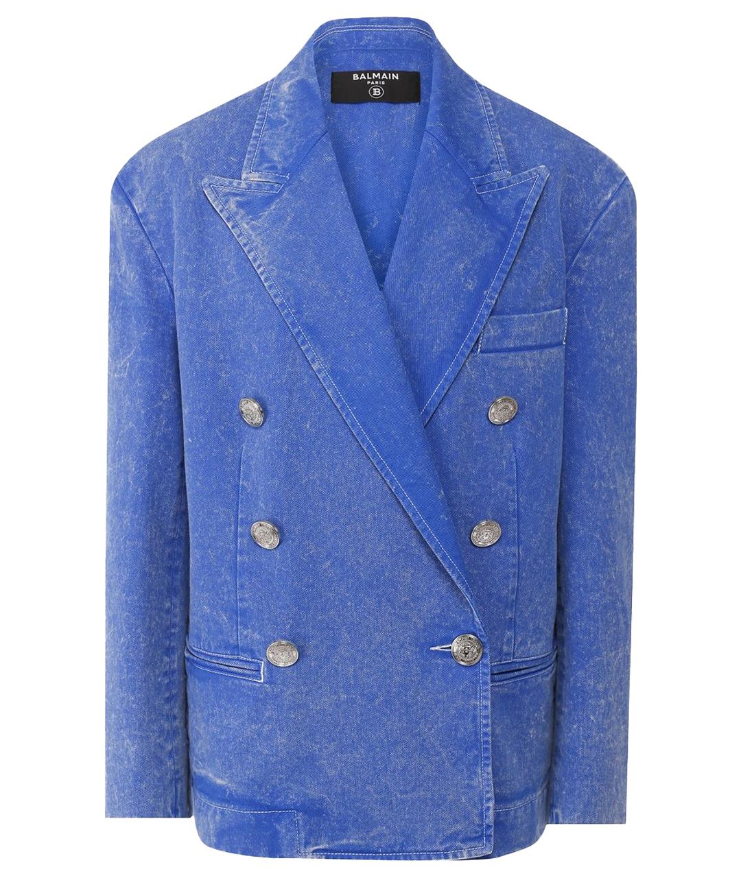 BALMAIN Синий хлопковый жакет/пиджак, фото 1