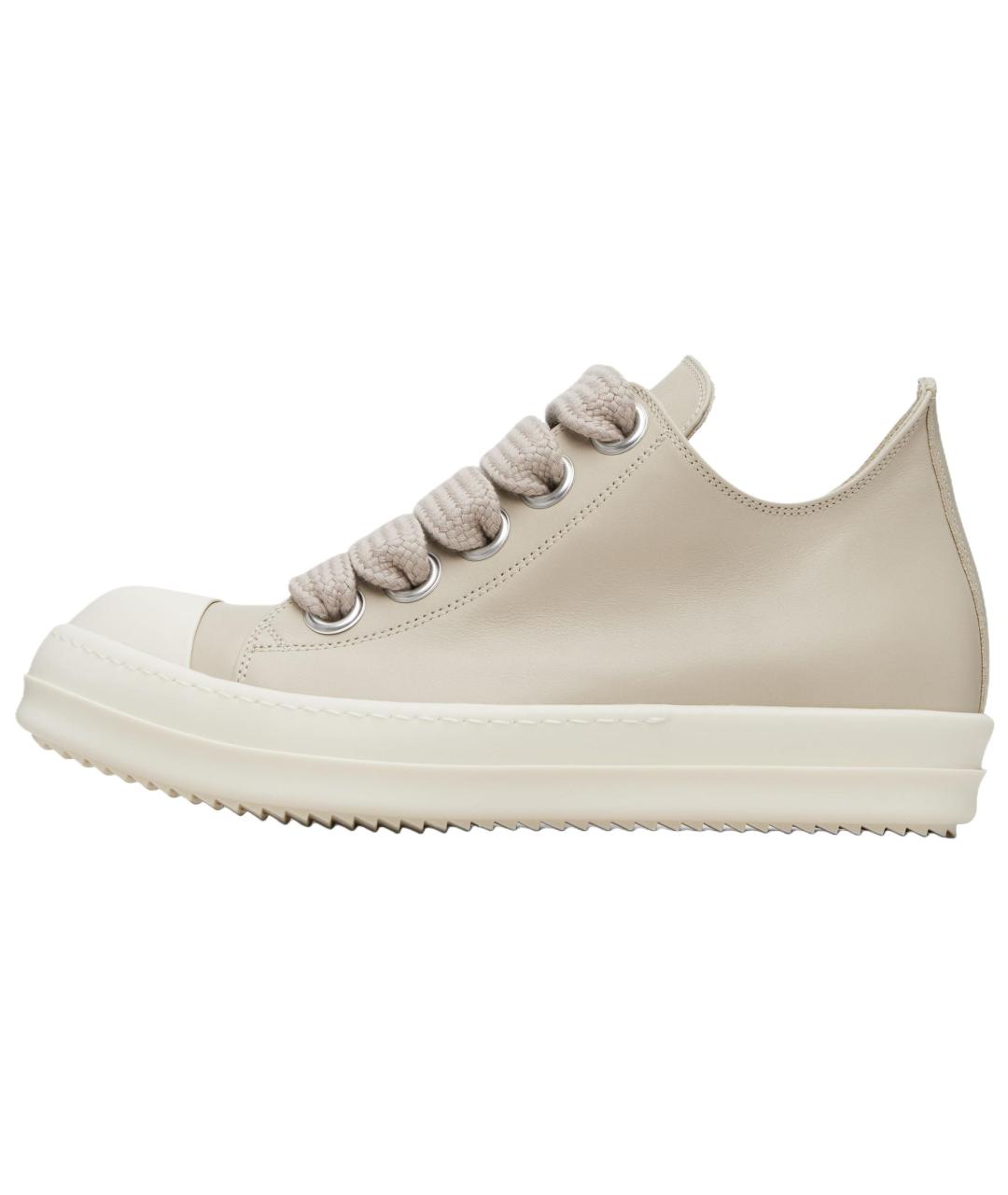 RICK OWENS Бежевые кожаные низкие кроссовки / кеды, фото 2