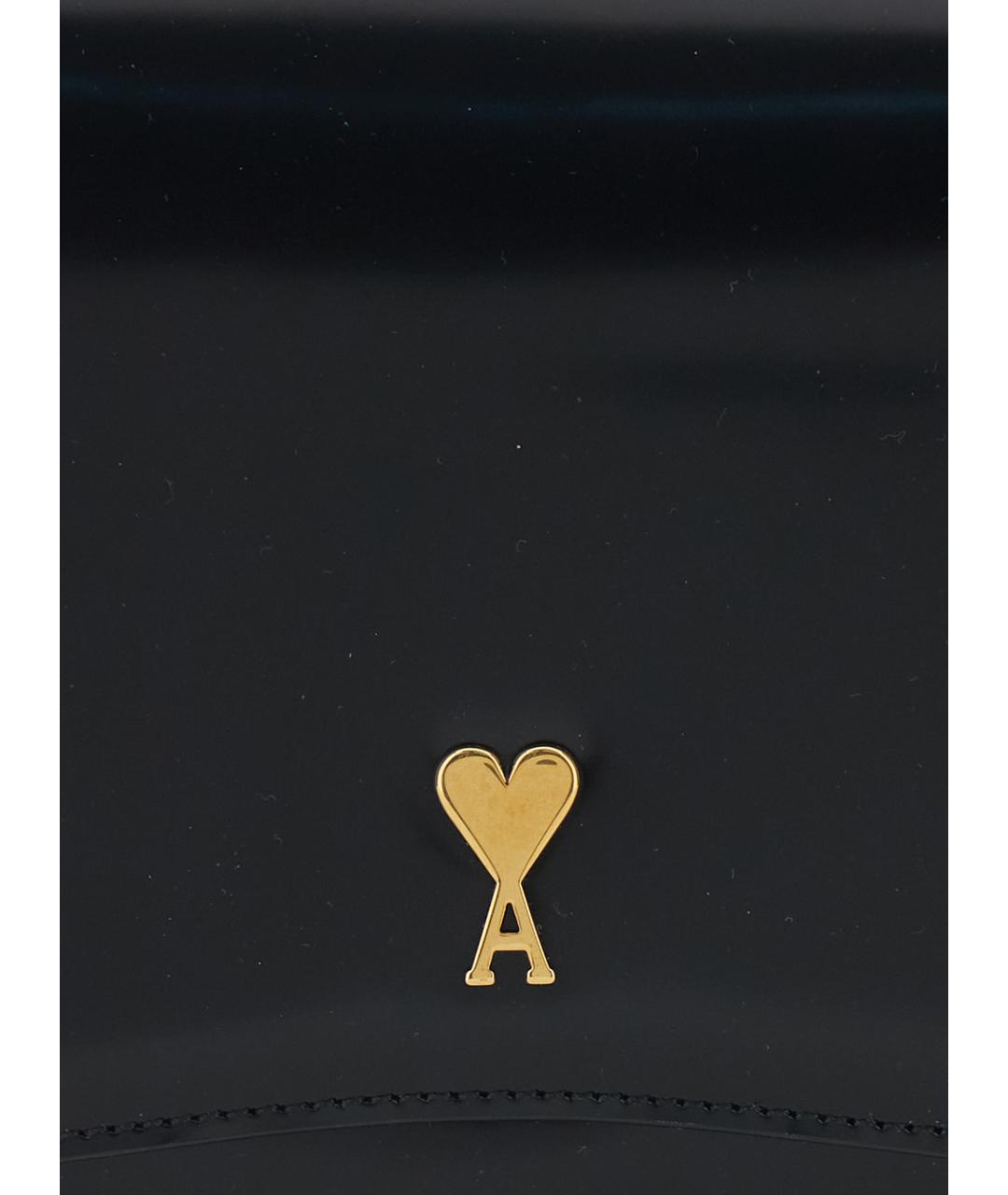 Ami Paris Черная кожаная сумка через плечо, фото 3