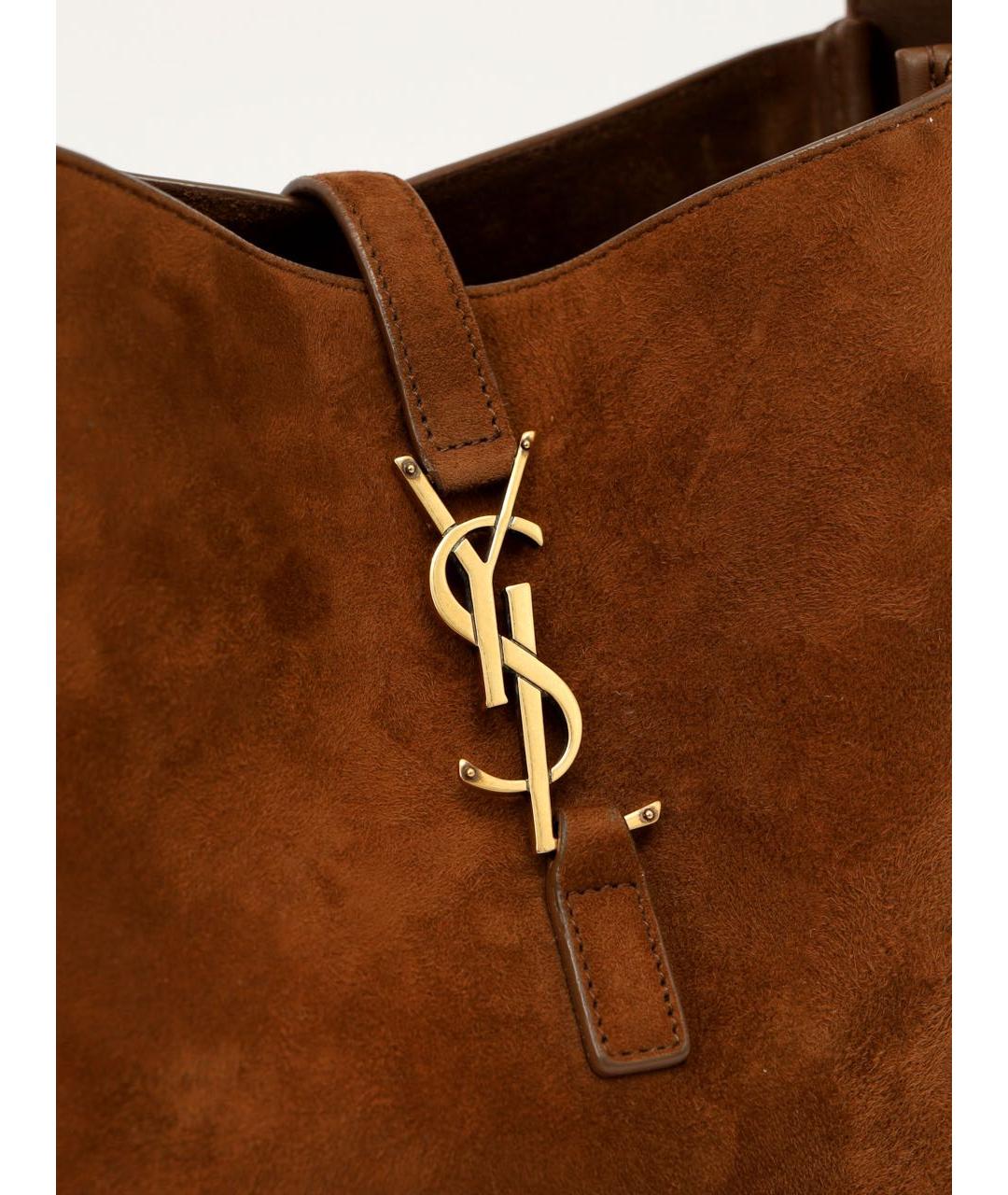 SAINT LAURENT Коричневая замшевая сумка через плечо, фото 4